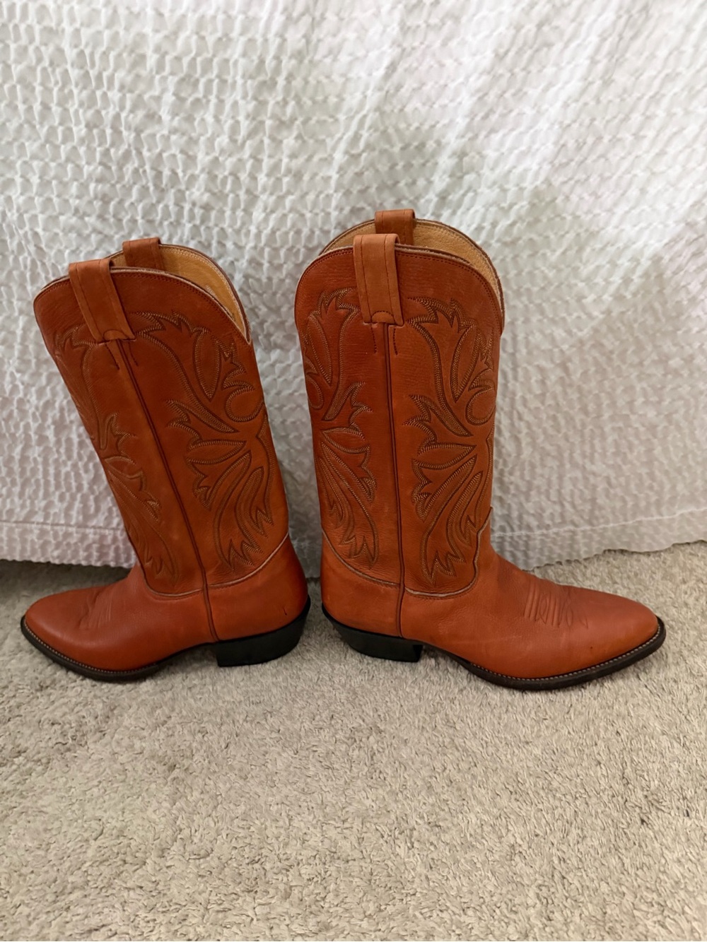 Nocona - Tan Leather Cowboy Boots - Embroidered Interior men’s 9d/ladies 11d - Picture 13 of 15